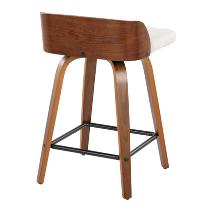 Maya - Mid Century Modern Fixed Height Counter Stool With Swivel And Square Footrest (Set of 2) Lumi Source