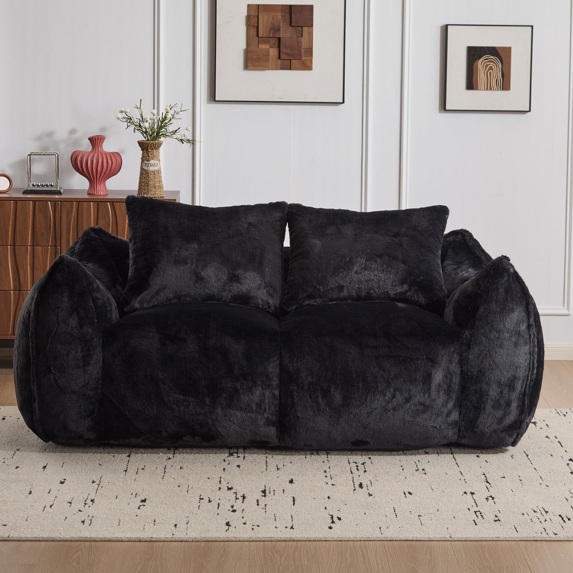 Giant Bean Bag Couch, Ultra Soft Fluffy Loveseat For Living Room Home Essentials