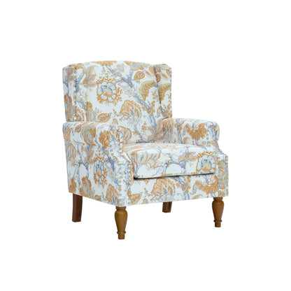 Accent Chair With Floral Upholstery And Nailhead Trim Home Essentials