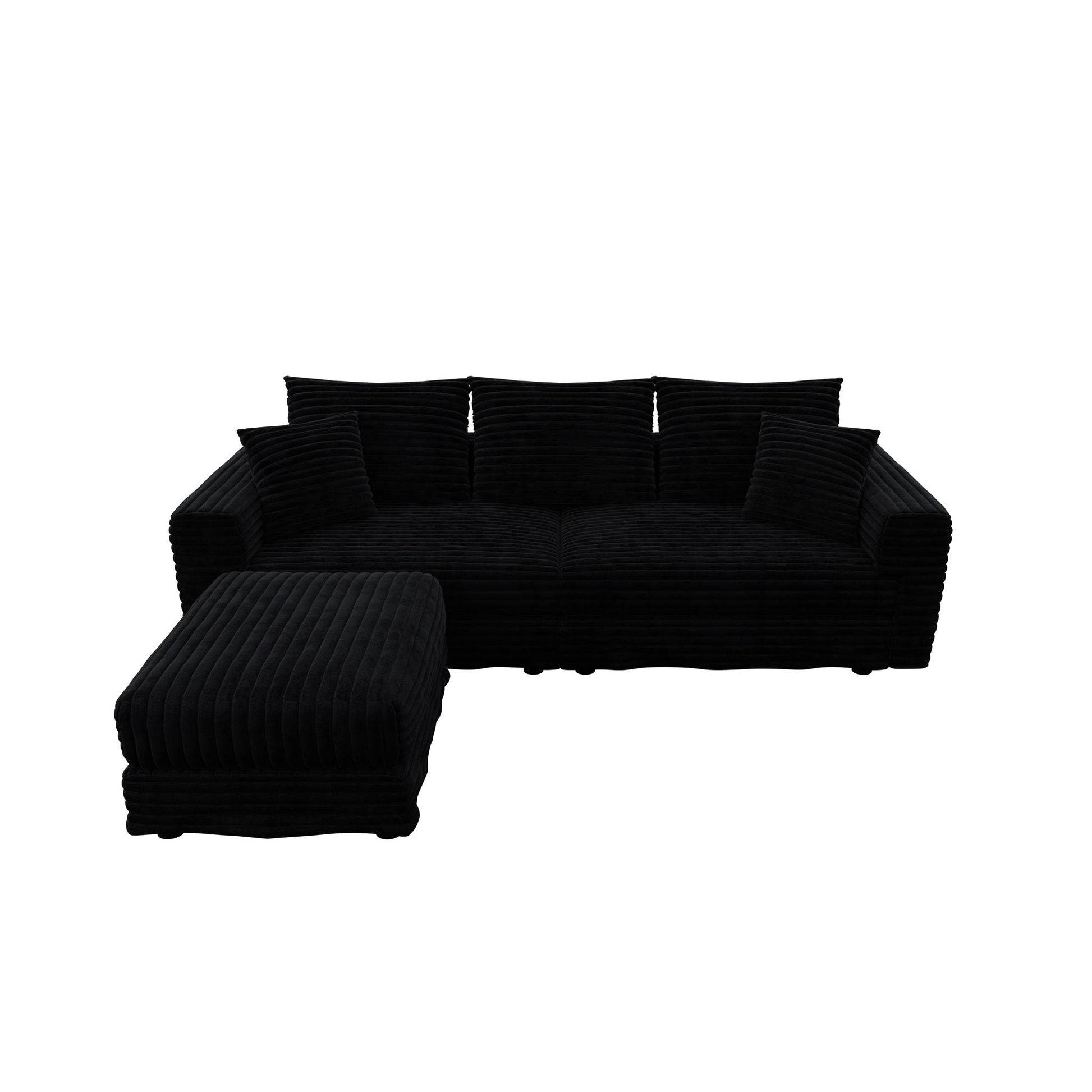 Deep Seat Convertible Sofa With Soft Pillows And Ottomans Home Essentials