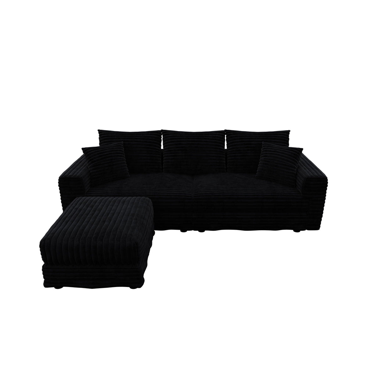 Convertible Deep Seat Sofa With Soft Pillows And Ottomans Home Essentials