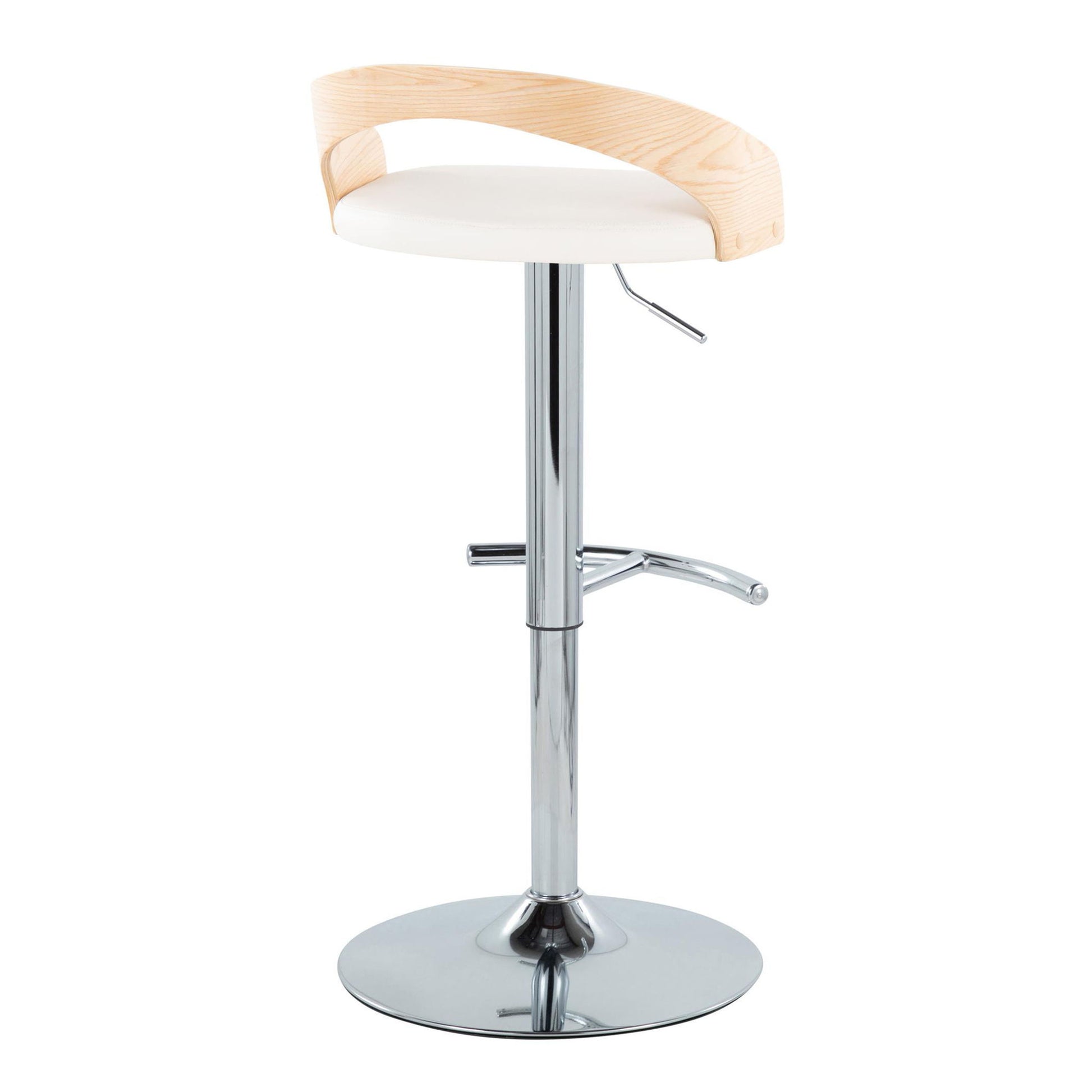 Grotto - Contemporary Adjustable Barstool, Swivel With Rounded T Footrest (Set of 2) Lumi Source