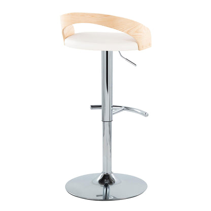 Grotto - Contemporary Adjustable Barstool, Swivel With Rounded T Footrest (Set of 2) Lumi Source