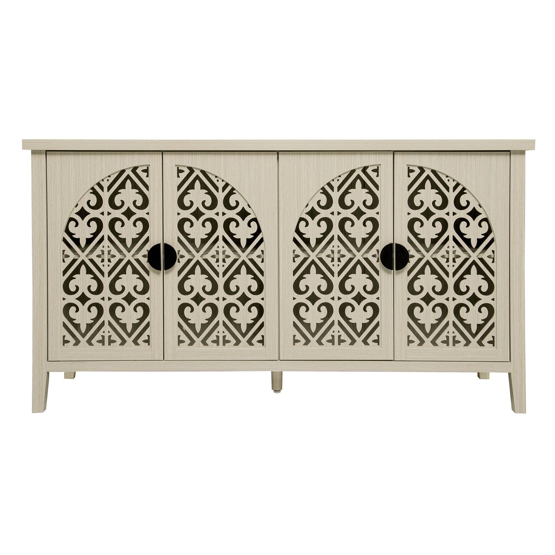 Hollowed Out Cabinet With 4 Doors, Suitable For Bedroom - Natural Home Essentials