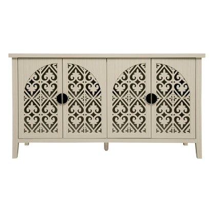 Hollowed Out Cabinet With 4 Doors, Suitable For Bedroom - Natural Home Essentials