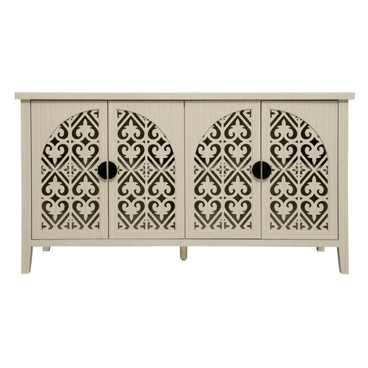 Hollowed Out Cabinet With 4 Doors, Suitable For Bedroom - Natural Home Essentials