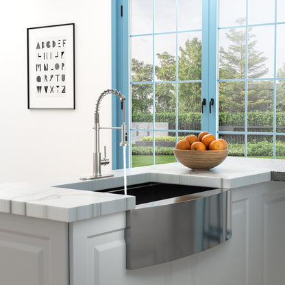 21" Commercial Kitchen Faucet With Dual Function Pull Down Sprayhead In, Stainless Steel - Brushed Nickel Daily Nest