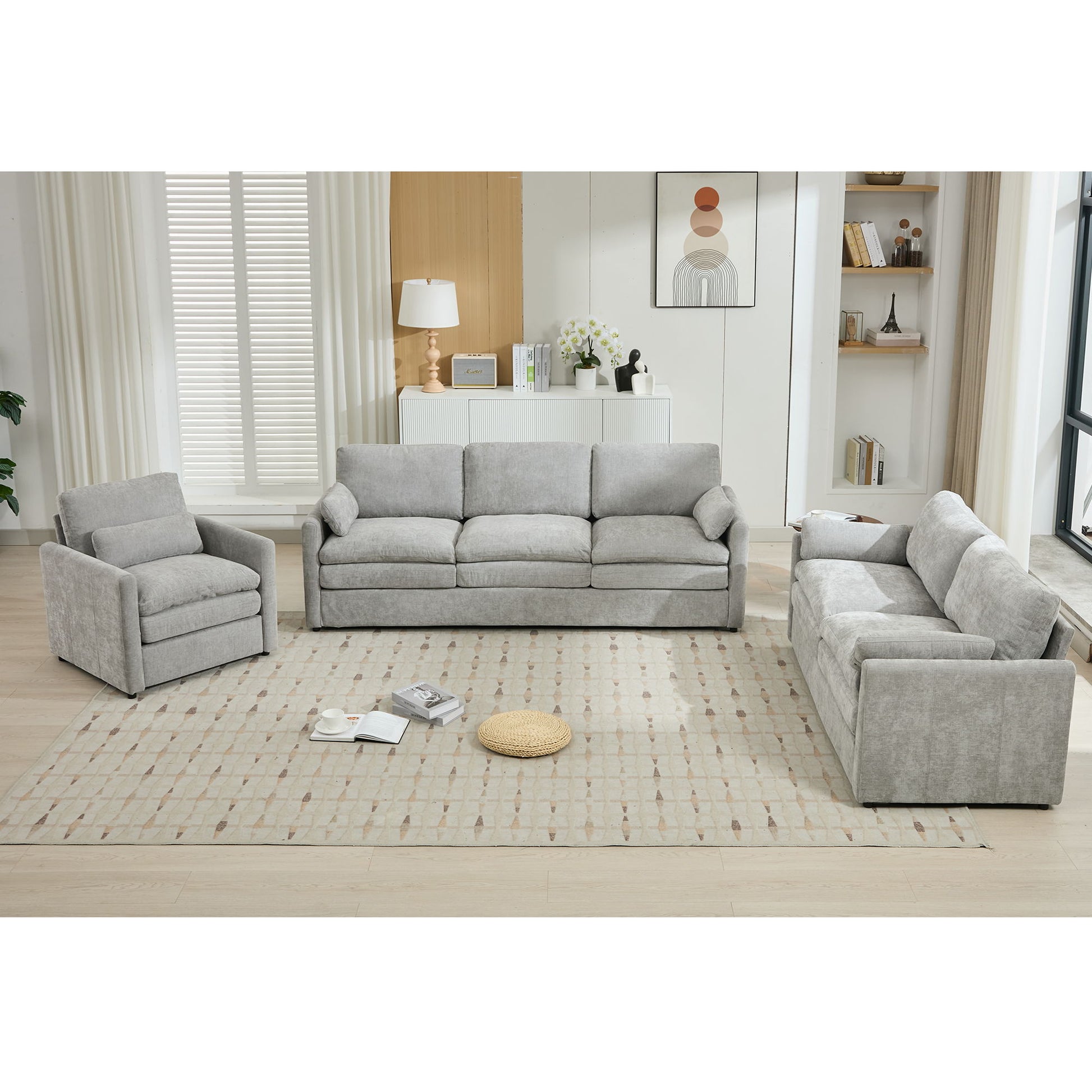 Cozy Sofa Set Oversized Comfy Cloud Sofa With Double Cushion Hearth and Haven