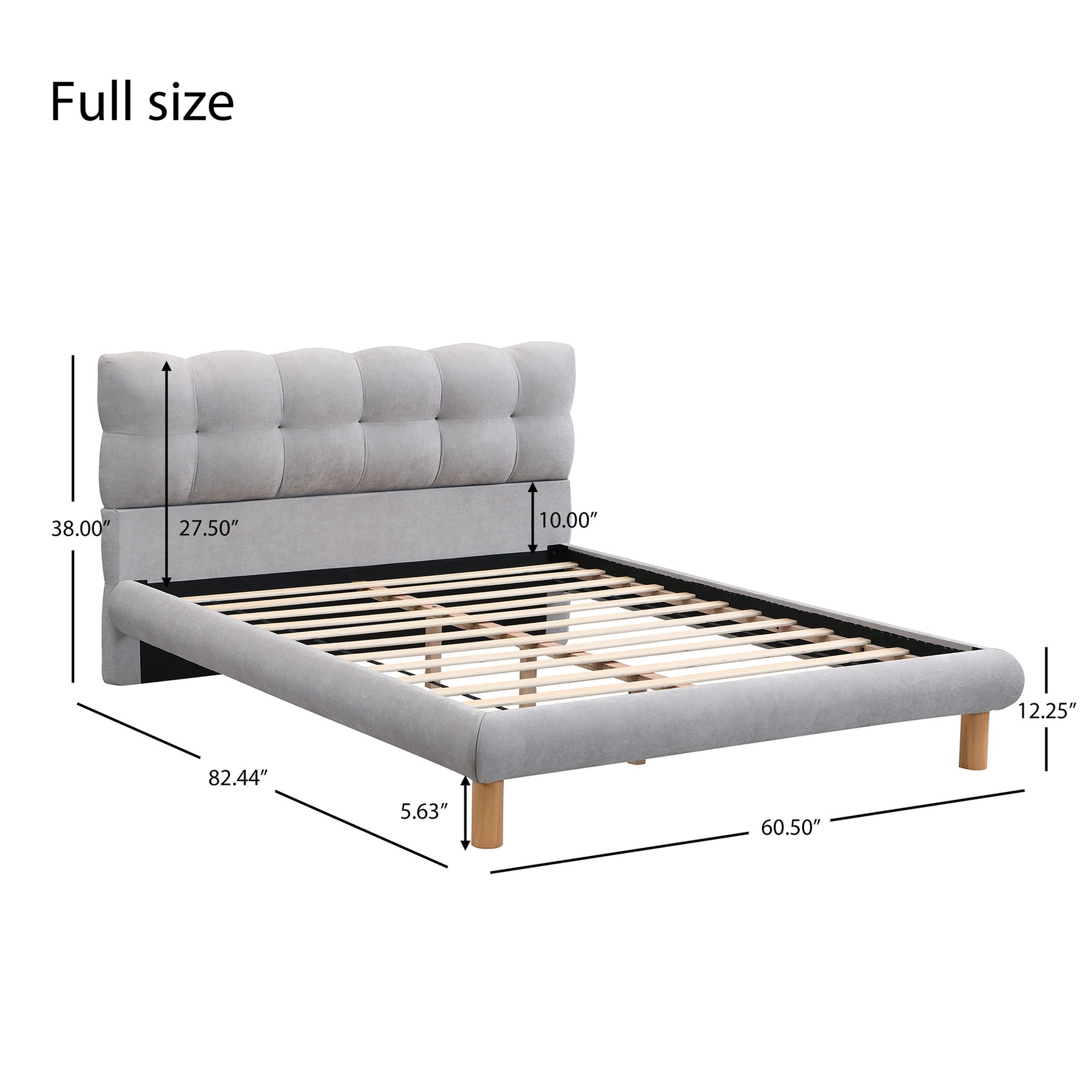 Upholstered Platform Bed Frame With Cookie Shaped Headboard Noble House