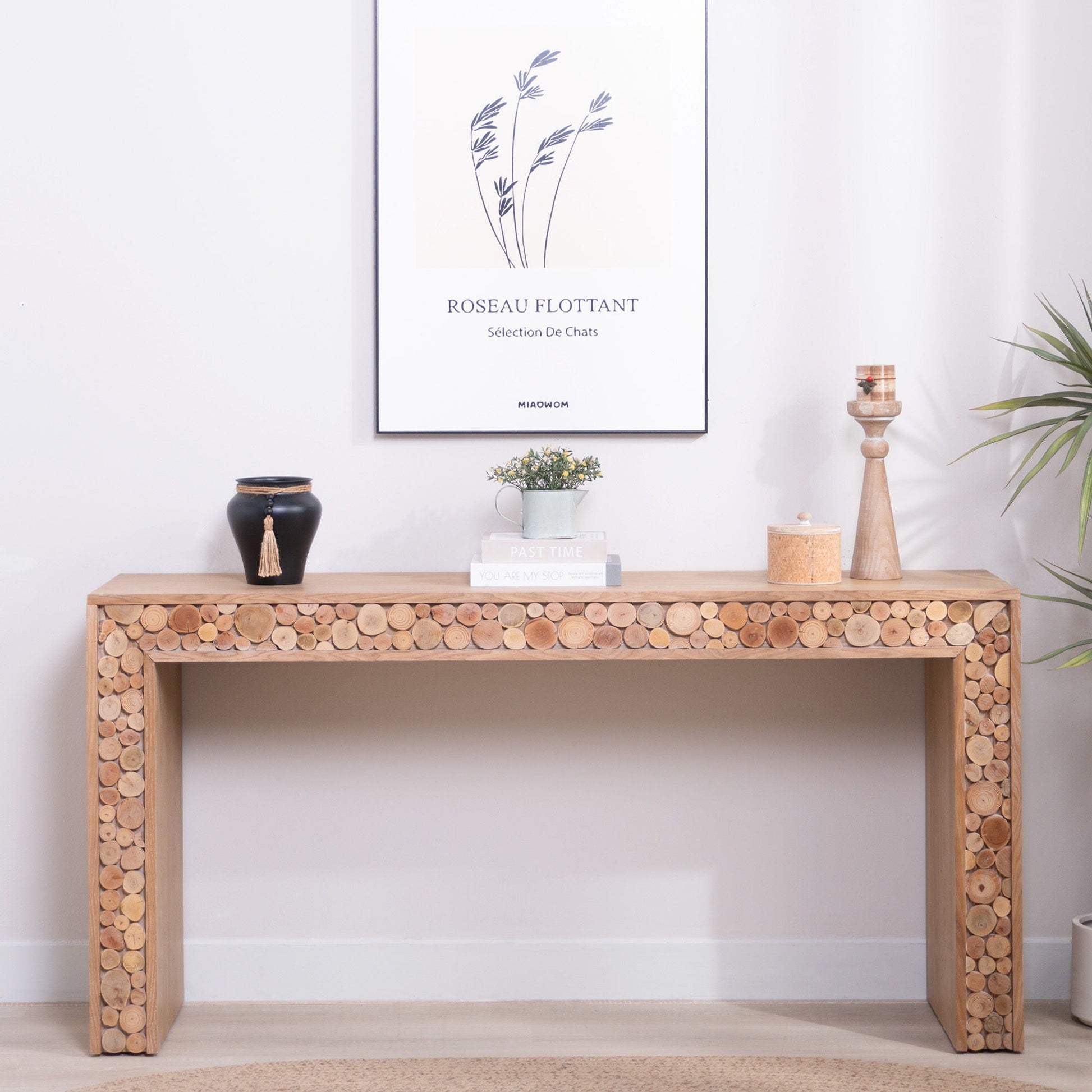 Rustic Wood Console Table With Natural Log Accents, Entryway Table, Narrow Sofa Table, Hallway Accent Table, Modern Farmhouse Style - Natural Home Essentials