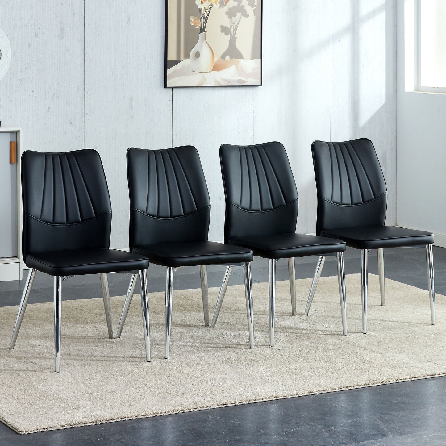 Modern Middle Ages Style Dining Chairs With Cushions And Metal Legs Home Essentials