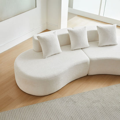 Curved Boneless Couch, Half Moon Sofa, 5 Seat Couch With High Density Foam Filled For Living Room - White Home Essentials