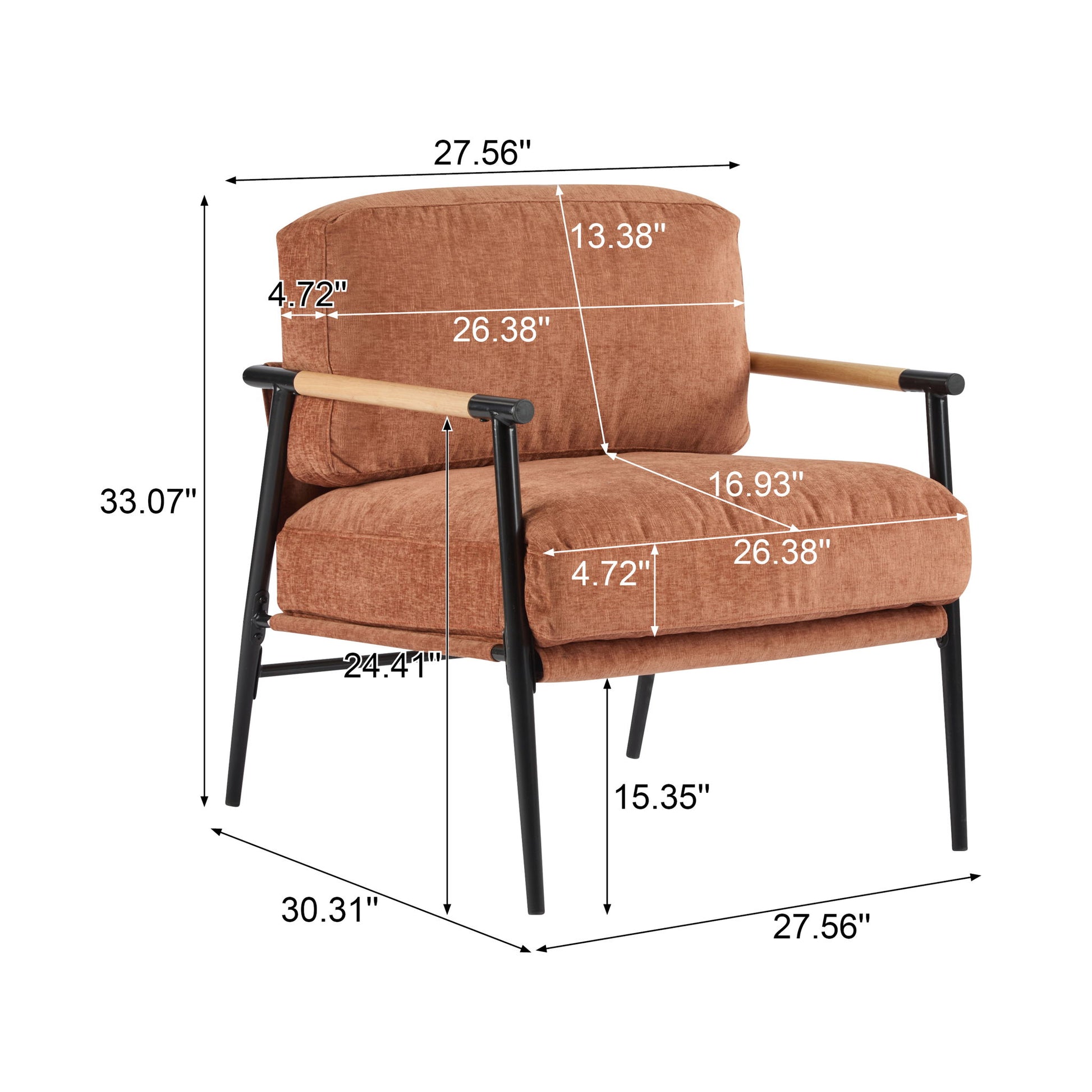 Modern Accent Chair With Cushions, Cozy Seating Noble House