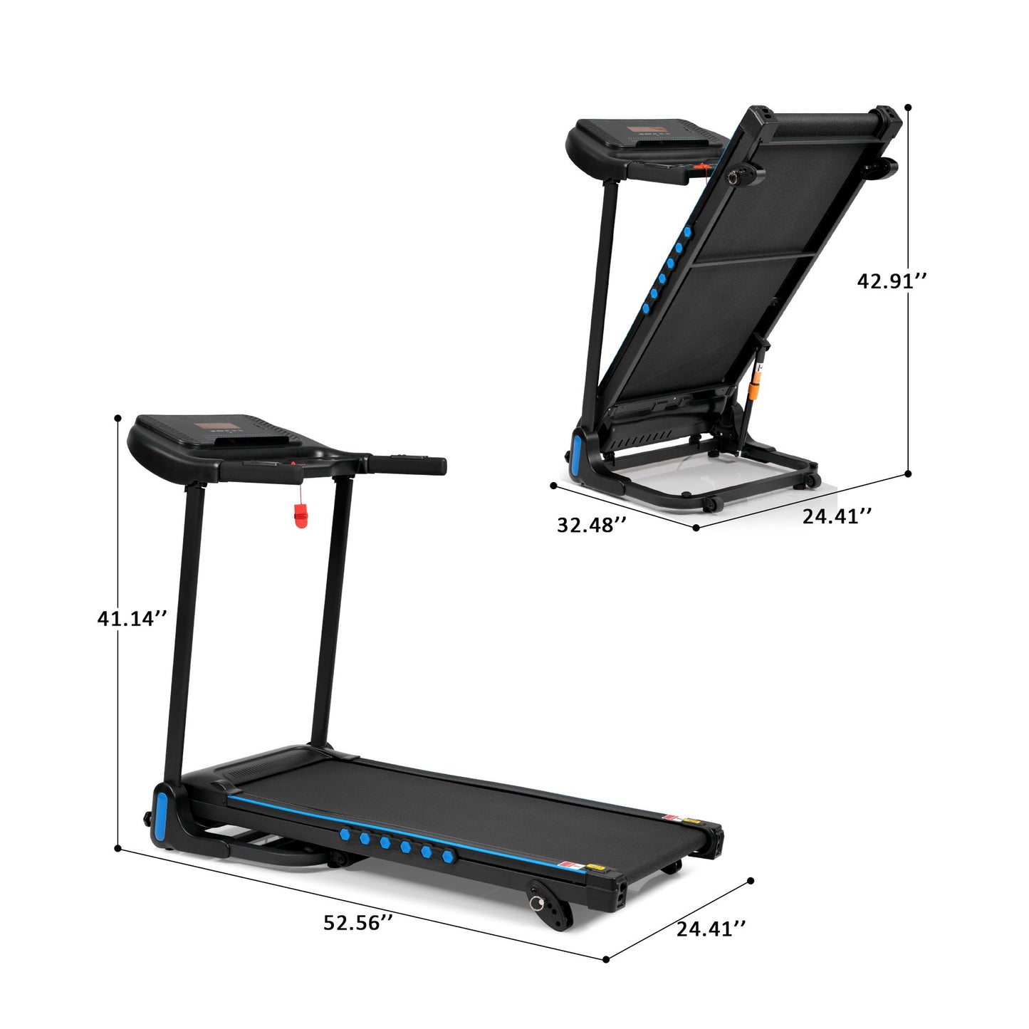 Incline Treadmill For Running & Walking, Hydraulic System Auto Folding With Type C & USB Charge For Android, 10Mph, Bluetooth Speaker - Black Daily Nest