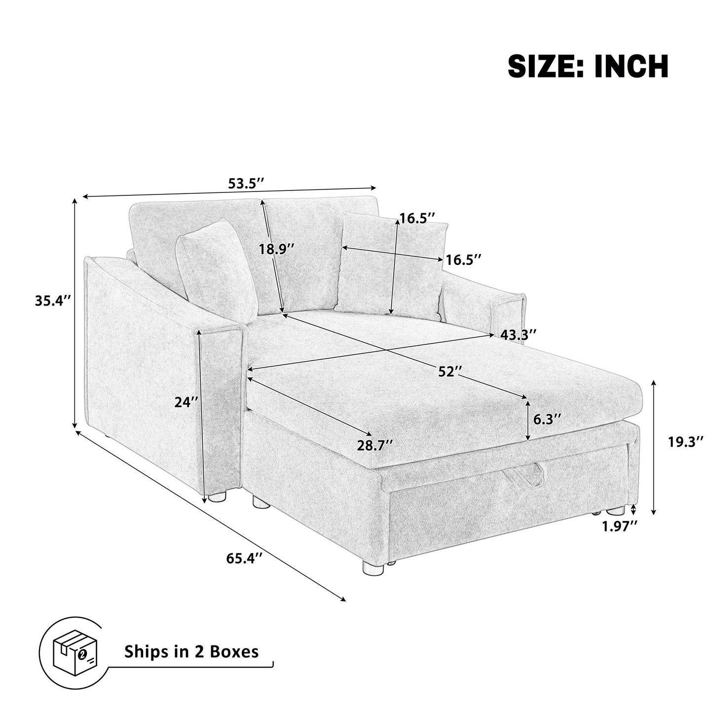 Modern Chaise Sofa With Hidden Storage For Living Room Hearth and Haven