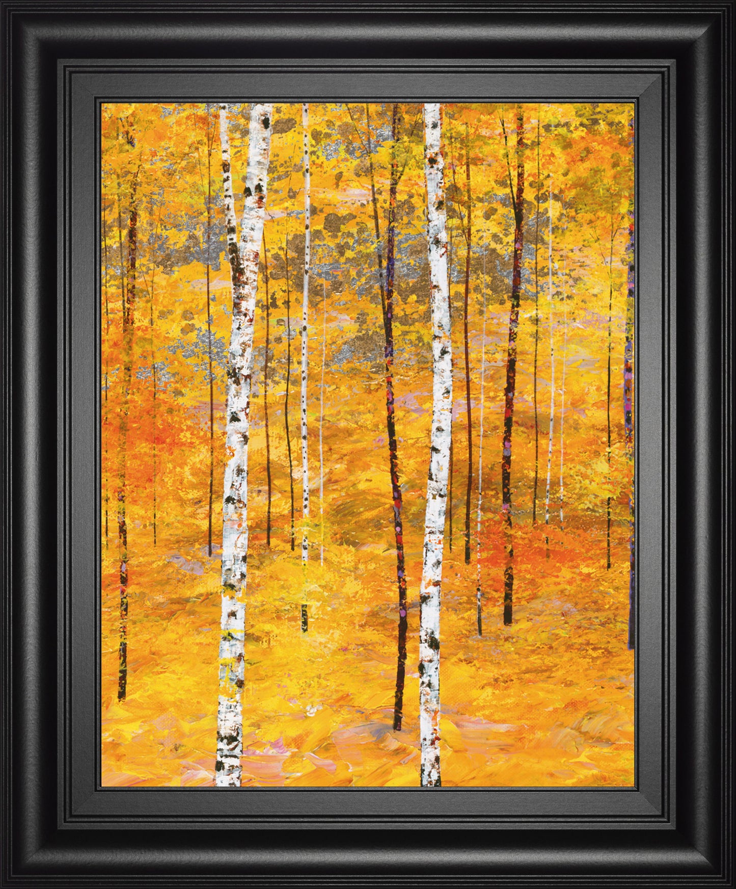 Iridescent Trees V By Alex Jawdokimov - Framed Print Wall Art - Yellow