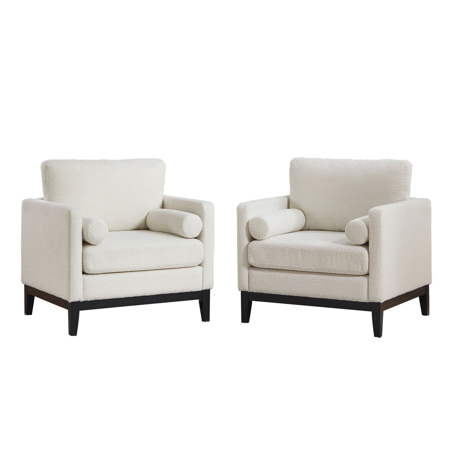 Wide Modern Farmhouse Performance Accent Chair With Legs, Wood Base Home Essentials
