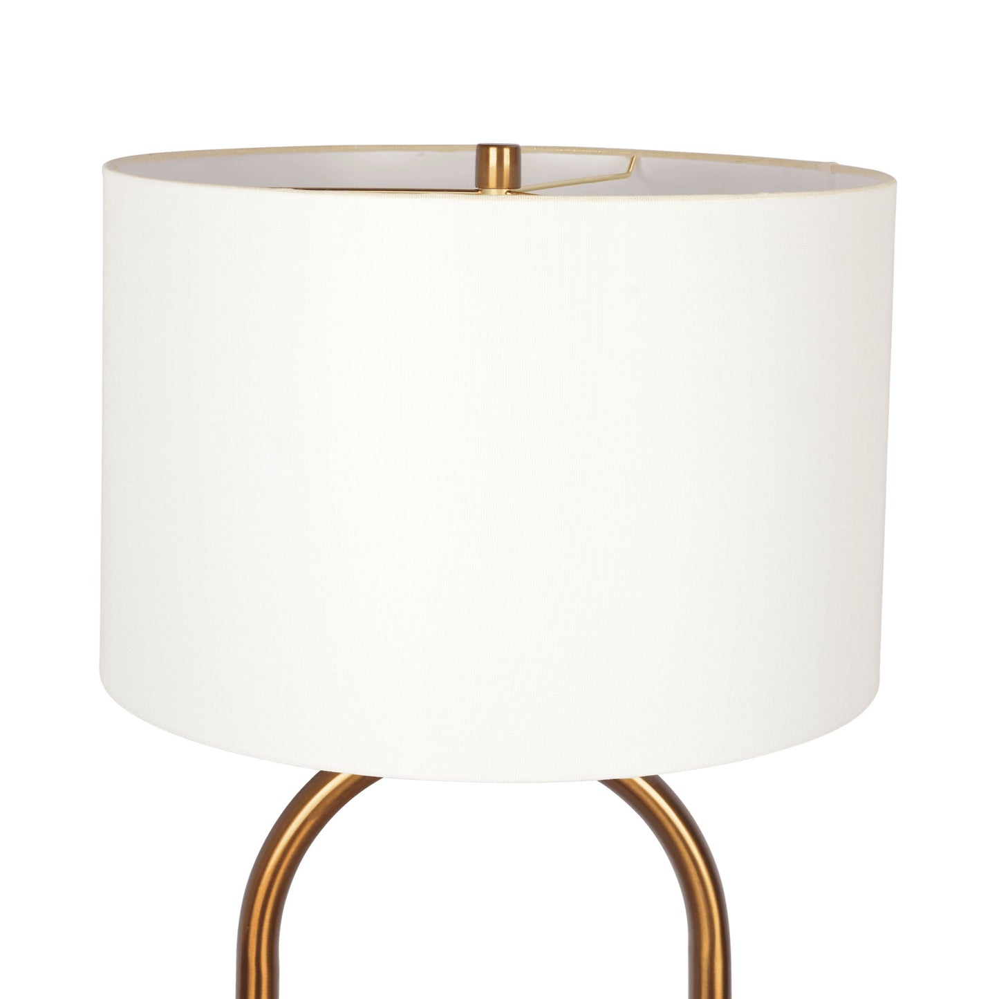 Vivid - Ring Base Floor Lamp With Large Drum Shade - Antique Brass / White Ashcroft Furniture