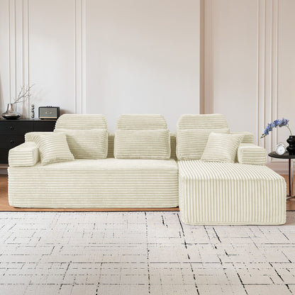 Sectional Sleeper Sofa & Storage Pockets, Modular Couch With Throw Pillows For Living Room Home Essentials