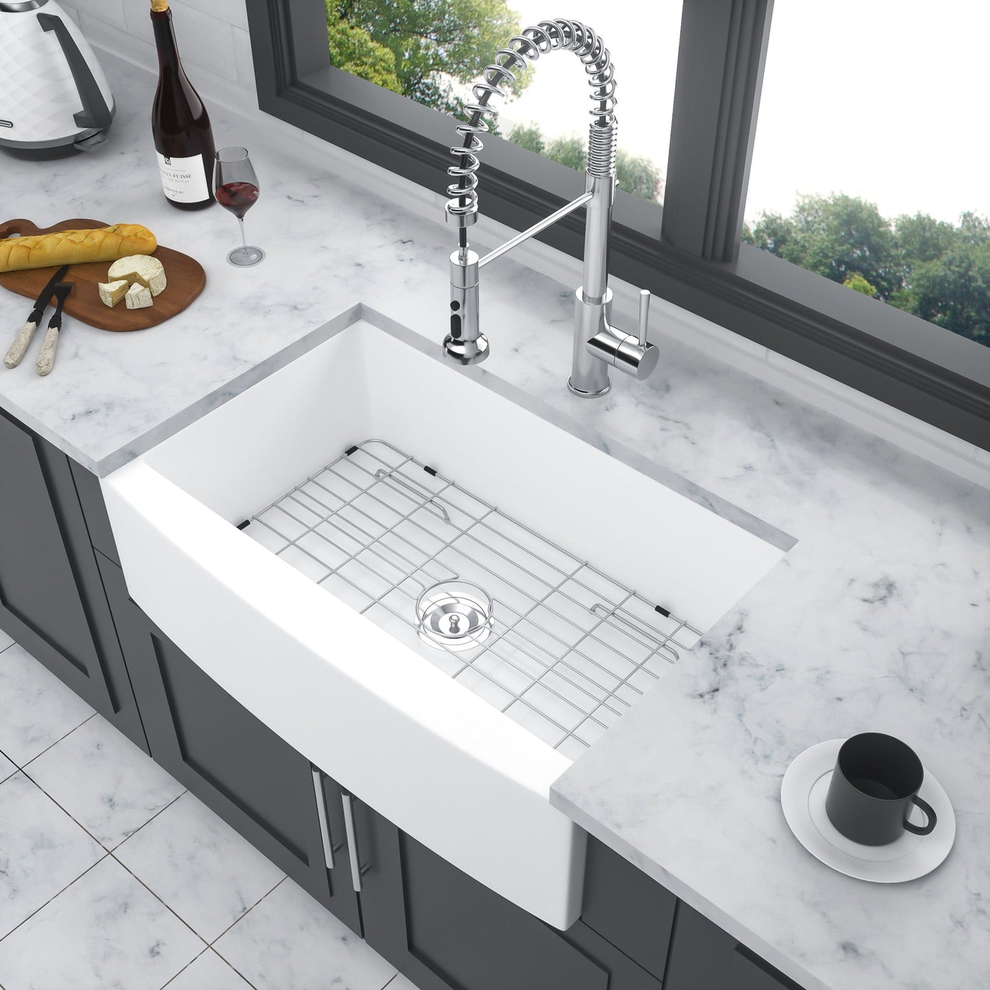 Farmhouse Sink, Apron Front Single Bowl With Arch Edge Design Daily Nest