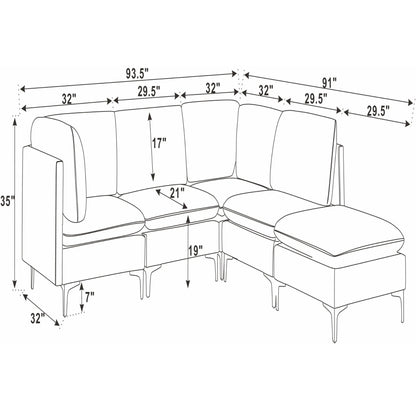Upholstered Modular Sectional & Tall Legs Home Essentials
