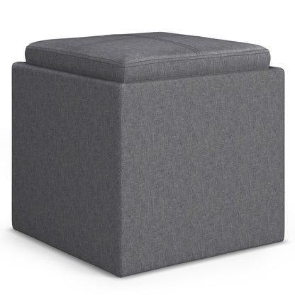 Rockwood - Upholstered Cube Storage Ottoman With Tray Simpli-Home