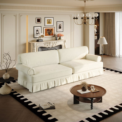 Luxuriously Comfortable Cloud Couch Sofa With Elegant Rolled Arms & Pleated Skirt Design Home Essentials