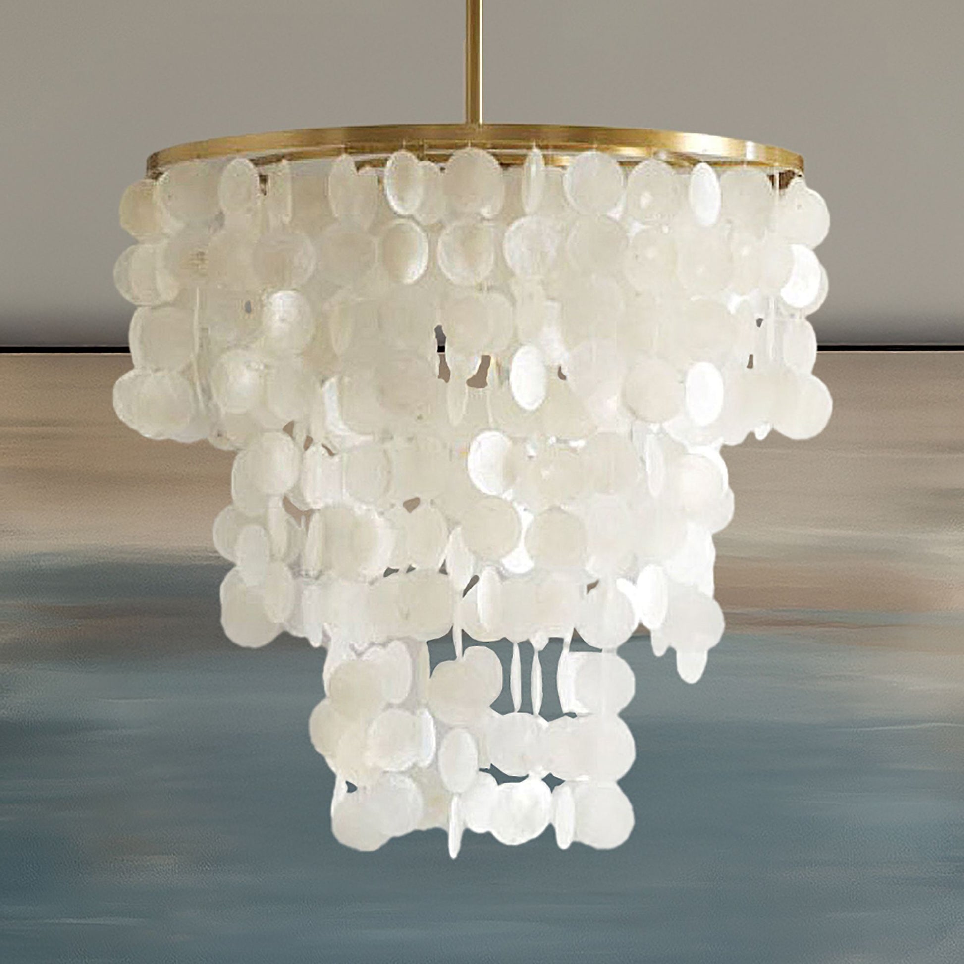 Isla - Capiz Chandelier - White INK+IVY