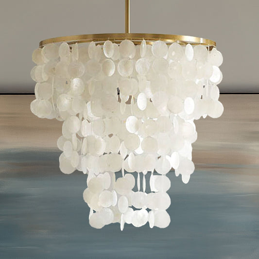 Isla - Capiz Chandelier - White INK+IVY