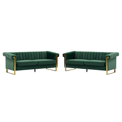 2 Piece Sofa Set With Tufted Back And Deep Seating Home Essentials