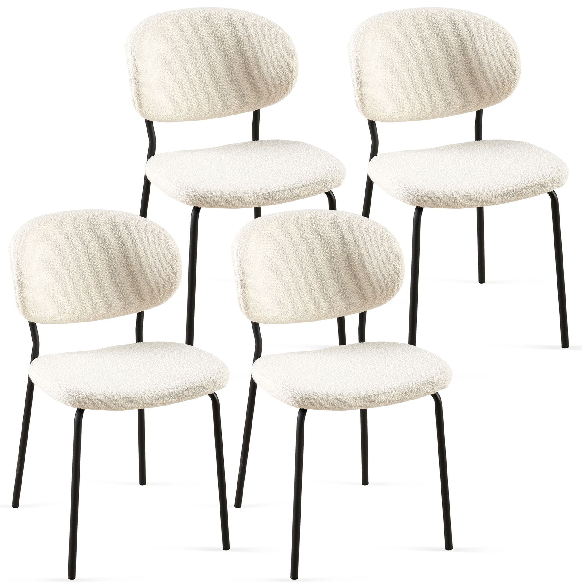 Boucle Dining Chairs, Dining Chairs With Metal Legs For Dining Room, Kitchen, Living Room Home Essentials