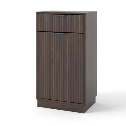 Tilt Out Trash Can Cabinet With Wave Textured Drawer & Pull Out Bin Home Essentials