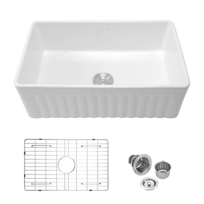 Ceramic Farmhouse Sink With Deep Basin And Stainless Steel Grid Daily Nest