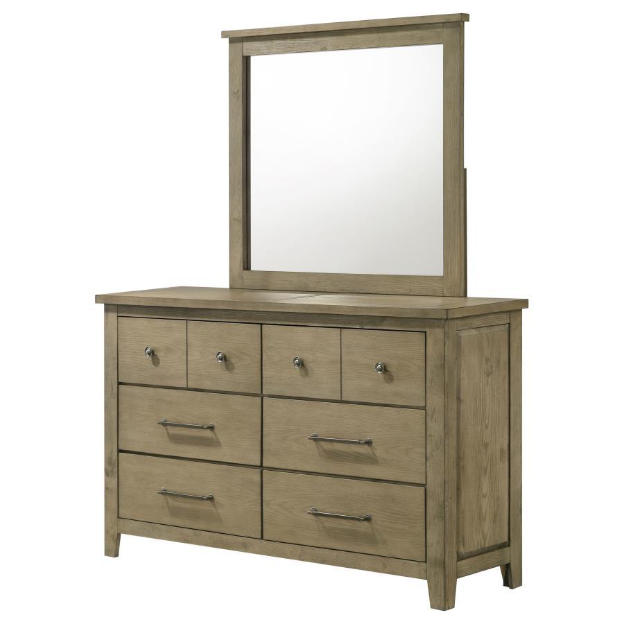 Hazlewood - 6-Drawer Bedroom Dresser With Mirror - Vineyard Oak Coaster Fine Furniture