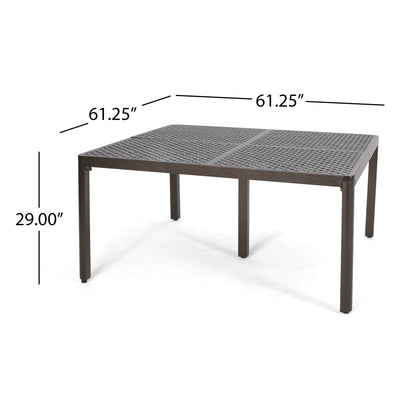 Outdoor Modern Aluminum Dining Table With Woven Accents Noble House