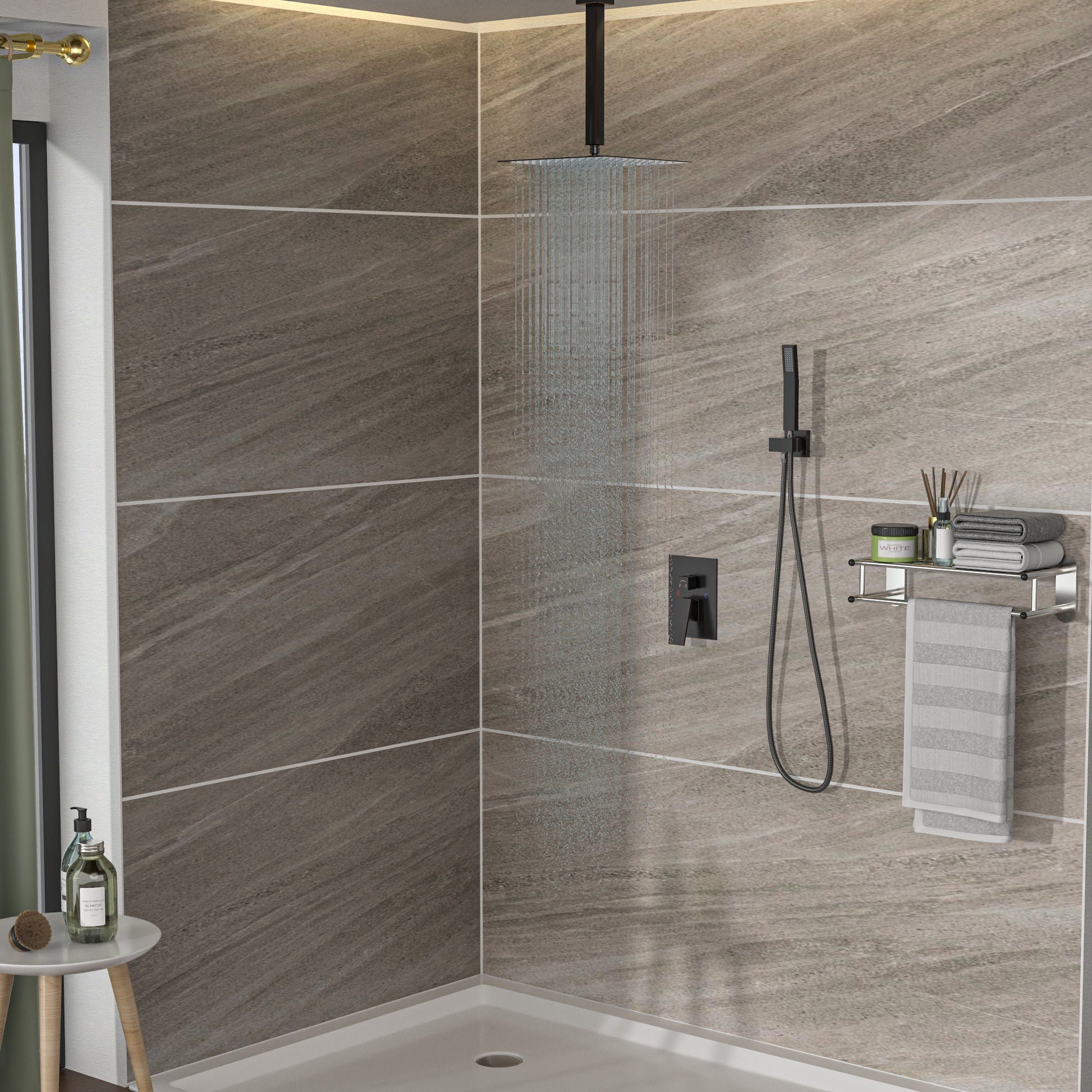 Dual Shower Head 16" Ceiling Mount Square Shower System With Rough In Valve Daily Nest