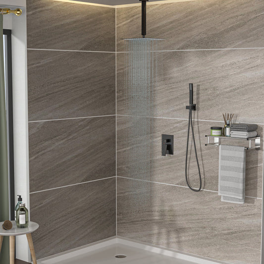 Dual Shower Head 16" Ceiling Mount Square Shower System With Rough In Valve Daily Nest