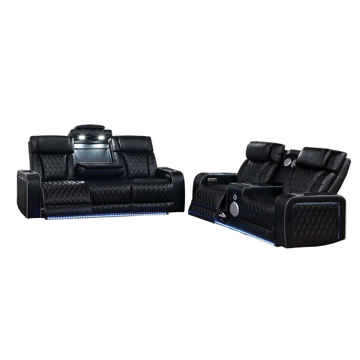 Electra - Power Reclining Set With Power Headrests, Massage And LED Lighting Matrix Furniture Group
