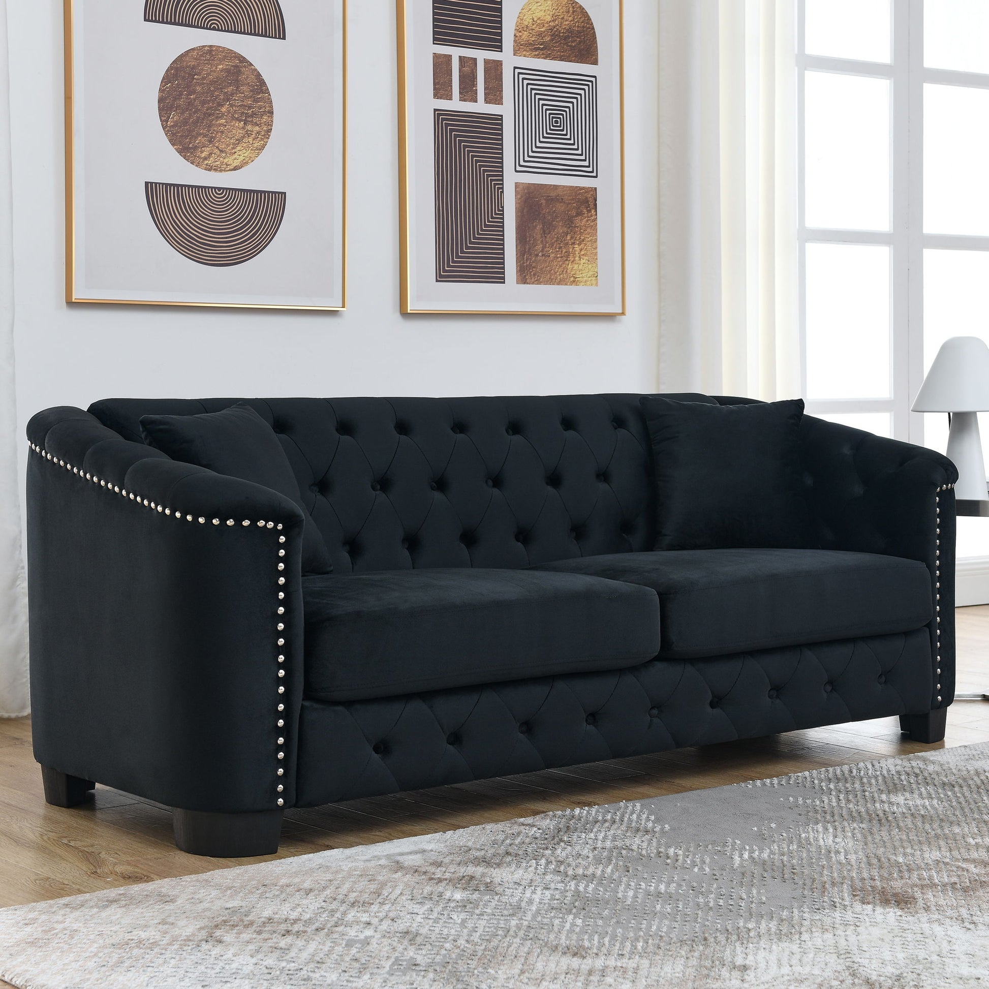 Modern Chesterfield Sofa With Tufted Backrest For Living Room Home Essentials
