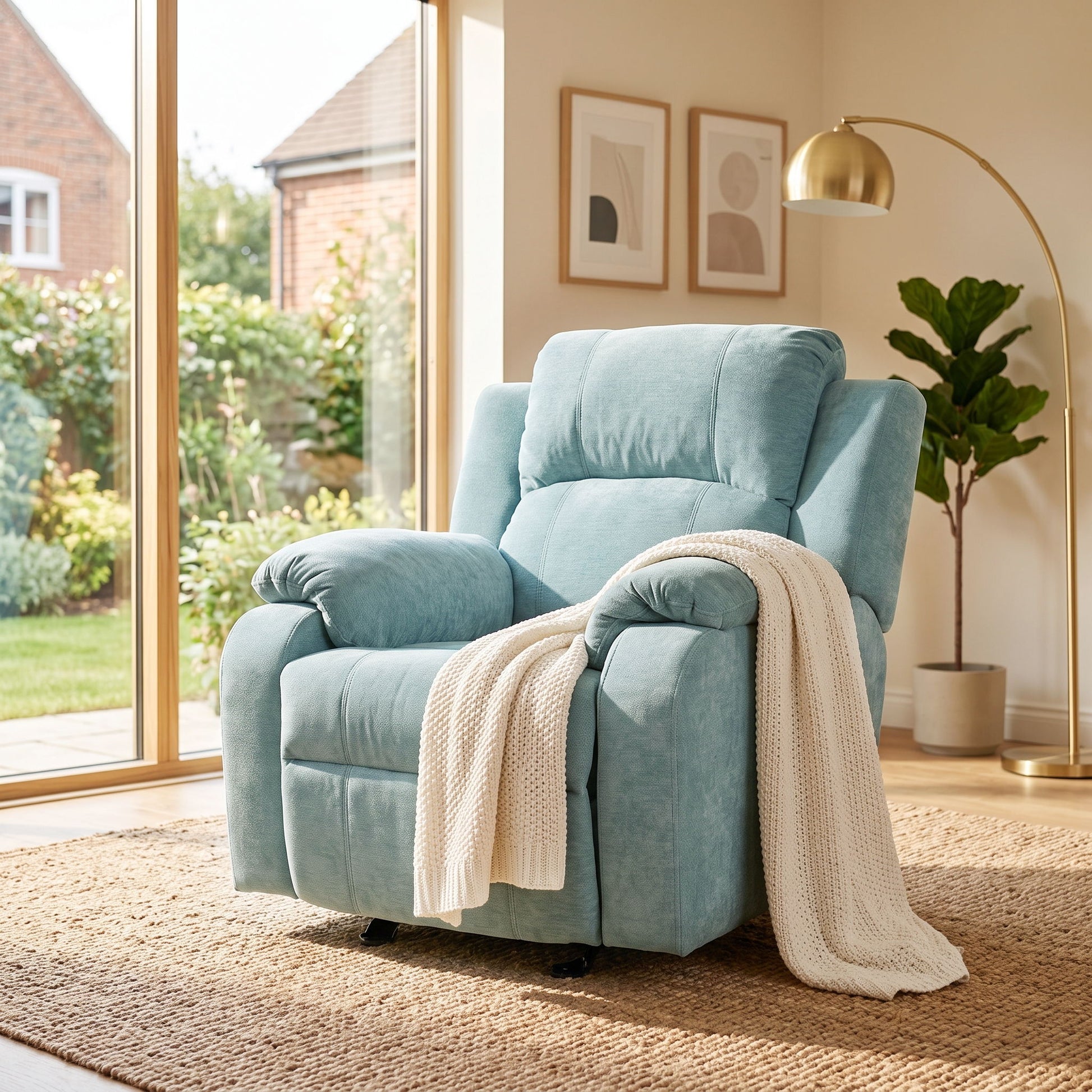 Upholstered Manual Recliner Chair With 3 Adjustable Backrest Positions Noble House