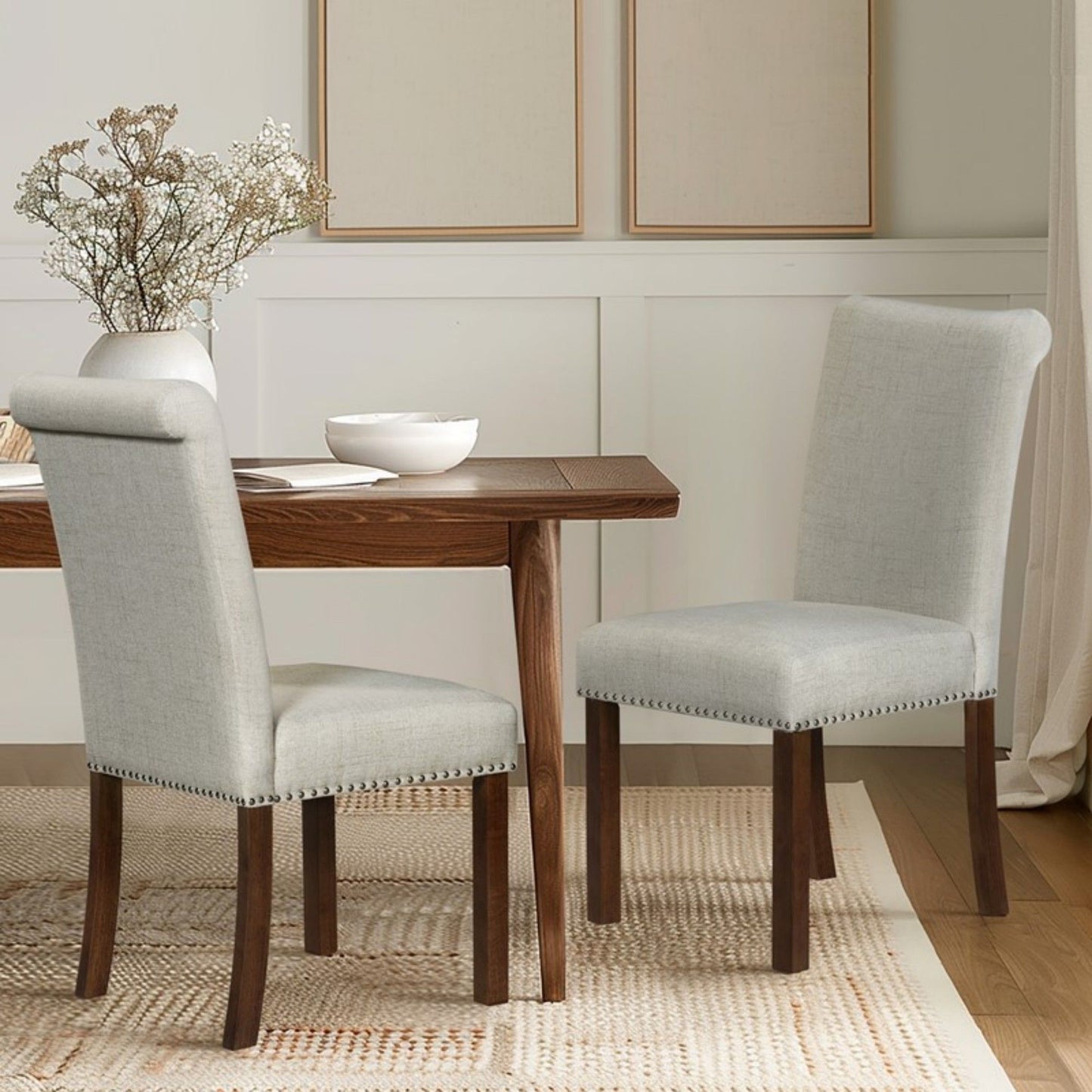 Dining Chair With Nailhead Trim (Set of 2) - Beige JLA