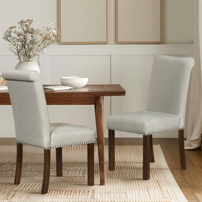 Dining Chair With Nailhead Trim (Set of 2) - Beige JLA