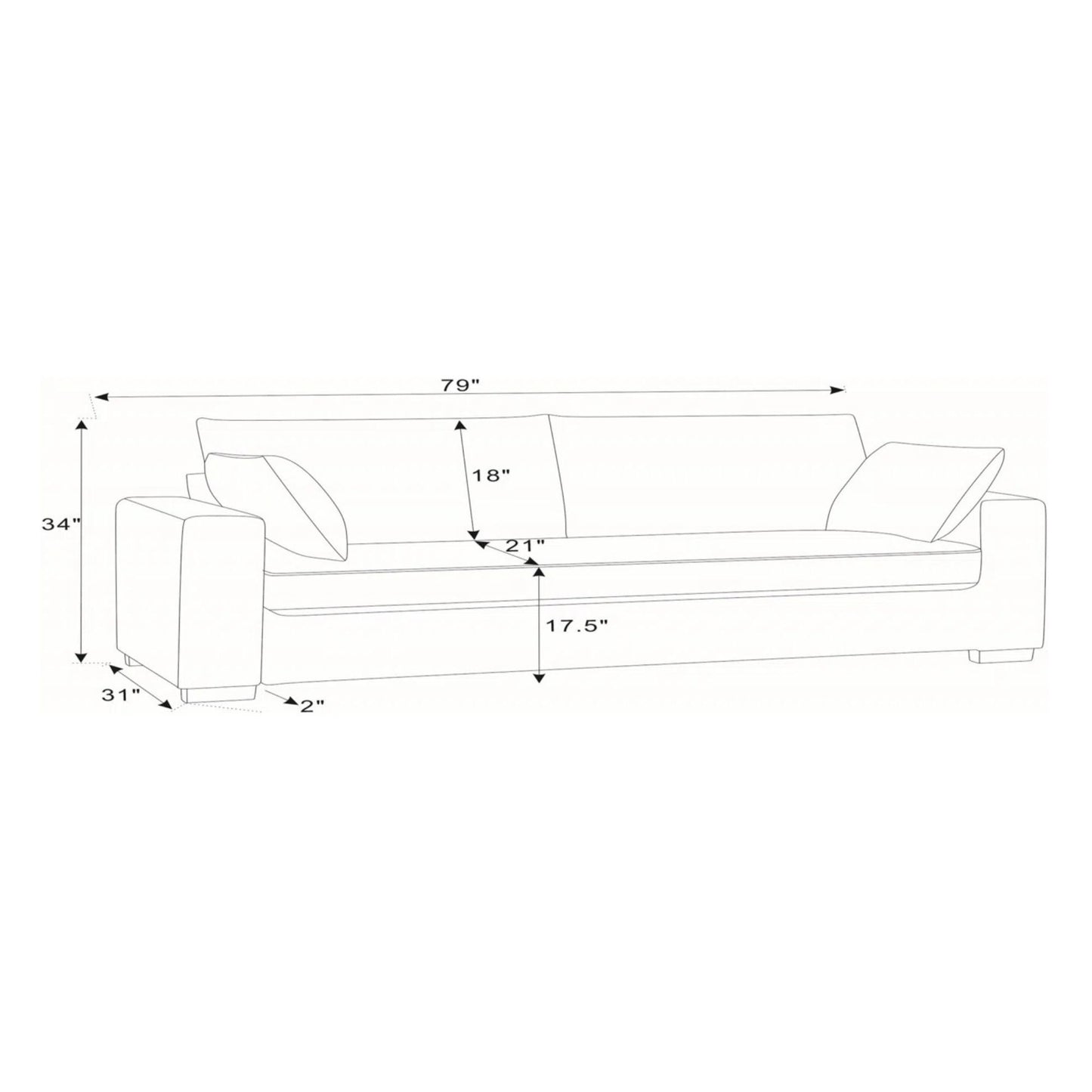 Upholstered Sofa With Toss Pillows - Dark Gray Home Essentials
