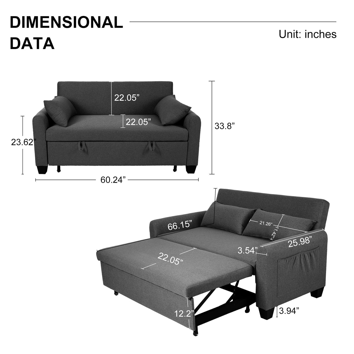 Balus - 2 In 1 Sofa Bed With Storage Bag Home Essentials