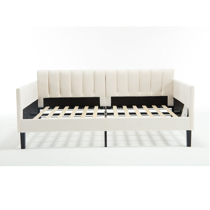 Elena - Boucle Upholstered Daybed, Ribbed Tufted Backrest House & Home Furniture