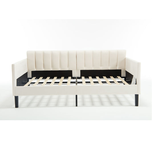 Elena - Boucle Upholstered Daybed, Ribbed Tufted Backrest House & Home Furniture