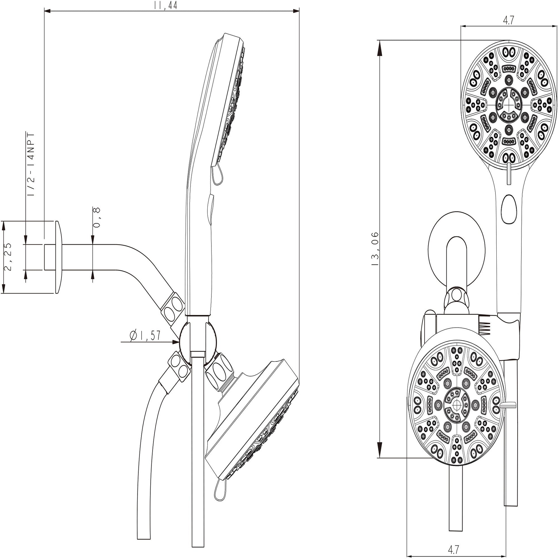 Multi Function Dual Shower Head 4.7" Rain Showerhead & 8 Function Hand Shower System - Brushed Nickel Daily Nest