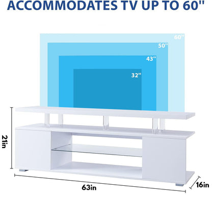 TV Stand LED Gaming Entertainment Center, Media Storage Console Table With Large Side Cabinet Home Essentials