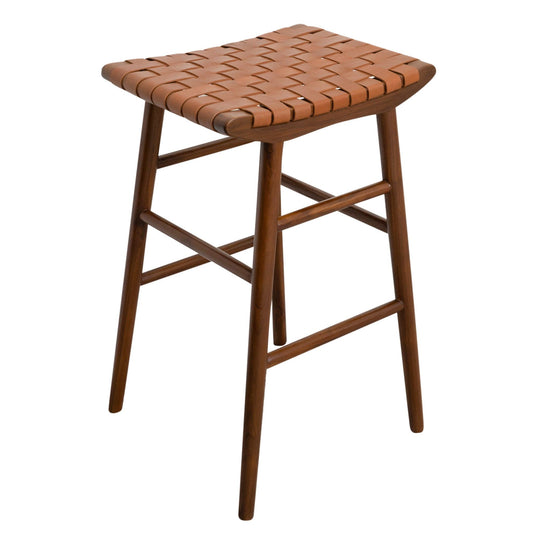 Maya - Genuine Leather Stool - Rustic / Tan Ashcroft Furniture