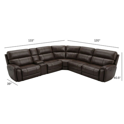 Brazil - Power Sectional With Adjustable Headrest & Footrest - Dark Brown Home Essentials